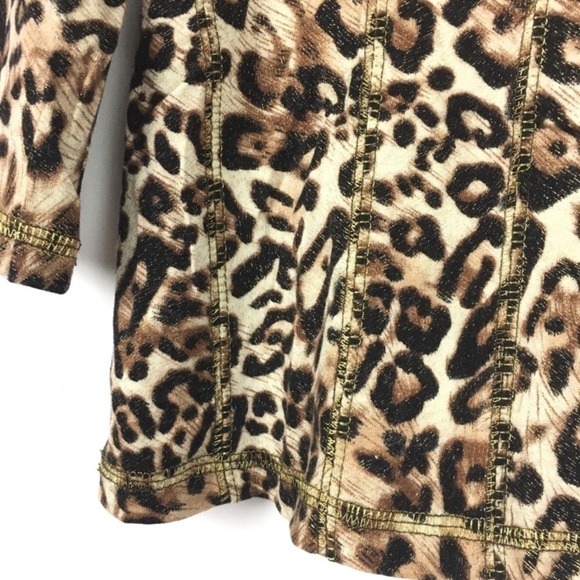 V CRISTINA Top Blouse Leopard Animal Print 3/4 Sleeves Metallic Mob Wife Medium - Picture 5 of 7